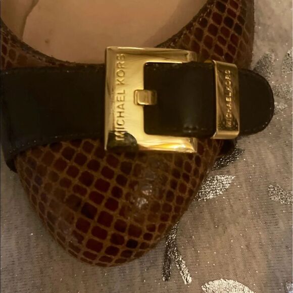 9.5 mk michael Kors vail brown snakeskin wedge heels/shoes/sandals - buckle - Picture 3 of 7